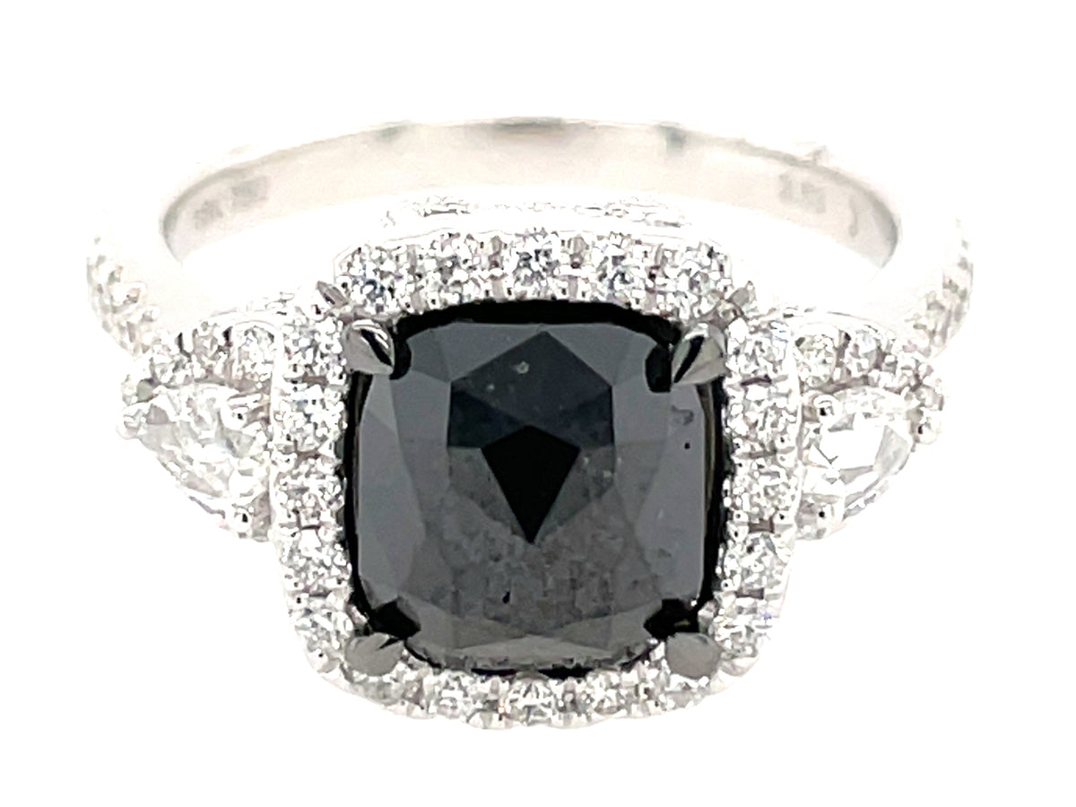 ROSE CUT BLACK & WHITE DIAMOND RING
