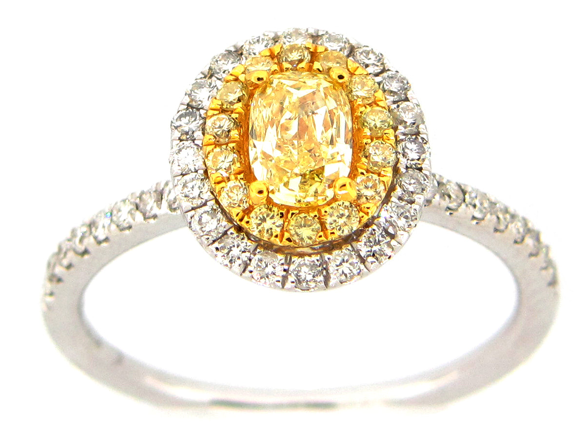 NATURAL YELLOW DIAMOND RING, 18KT (N)