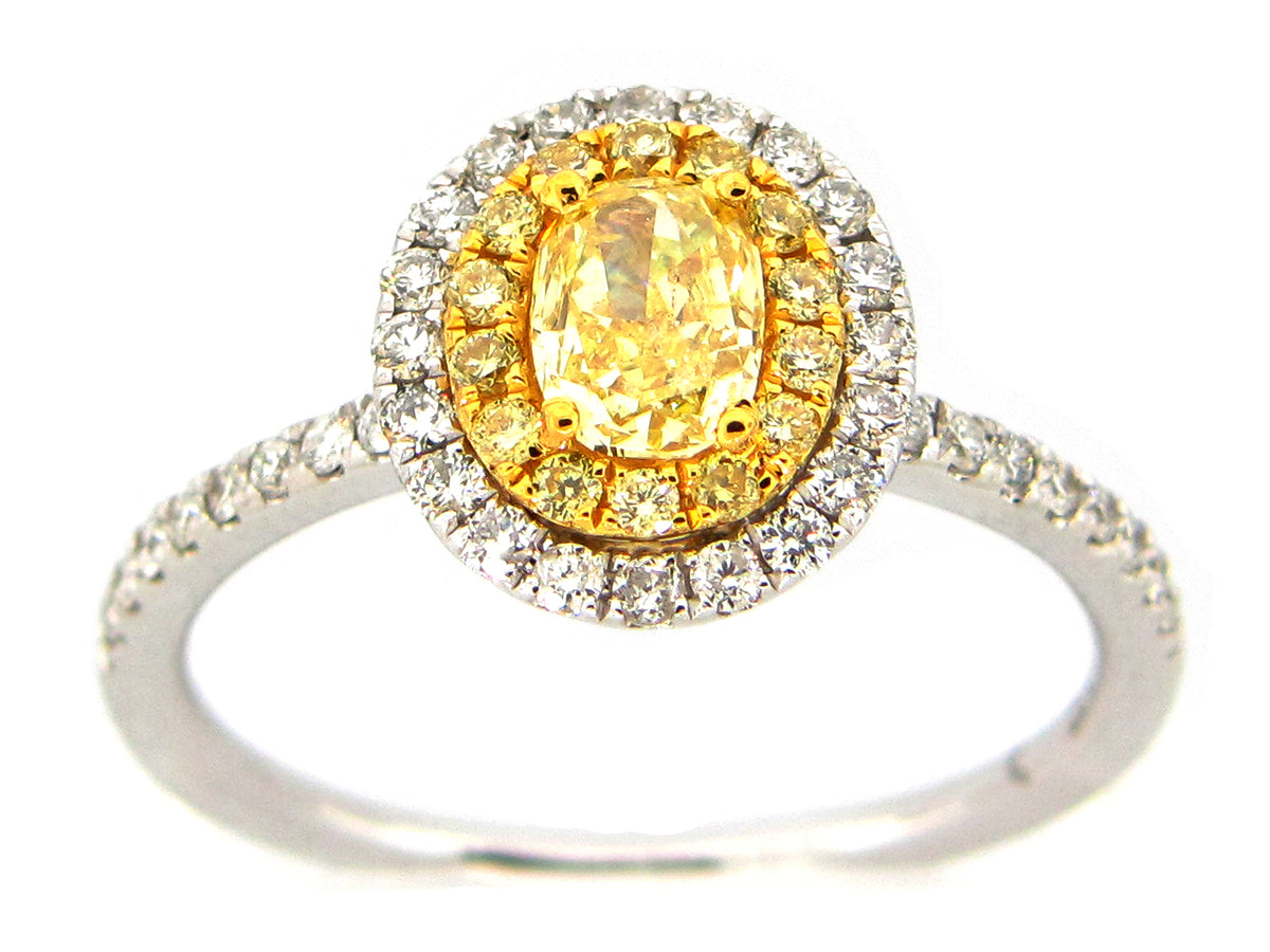 NATURAL YELLOW DIAMOND RING, 18KT (N)