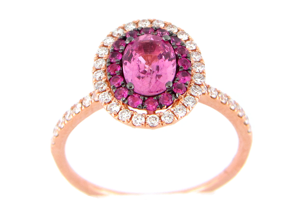 PINK SAPPHIRE & DIAMOND RING, 14KR (H)