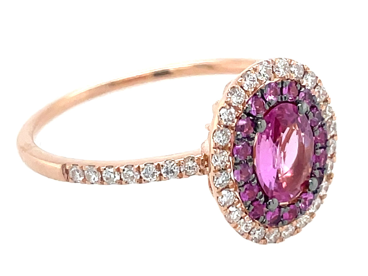 PINK SAPPHIRE & DIAMOND RING, 14KR (H)