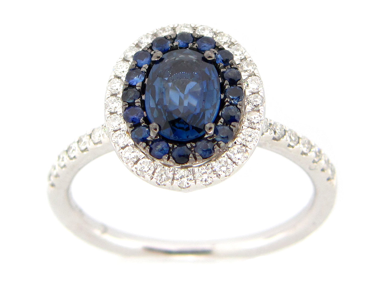 SAPPHIRE & DIAMOND RING, 18KW (H)