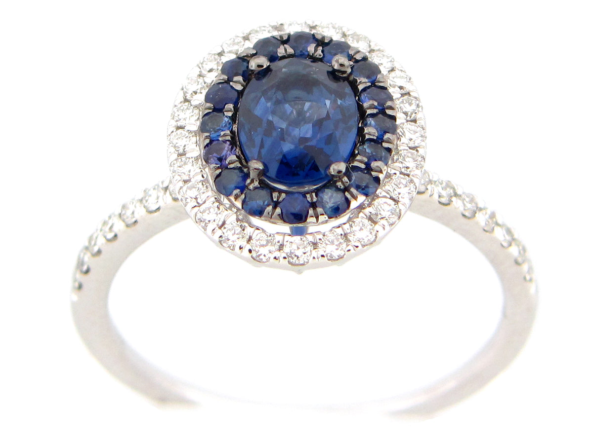 SAPPHIRE & DIAMOND RING, 18KW (H)