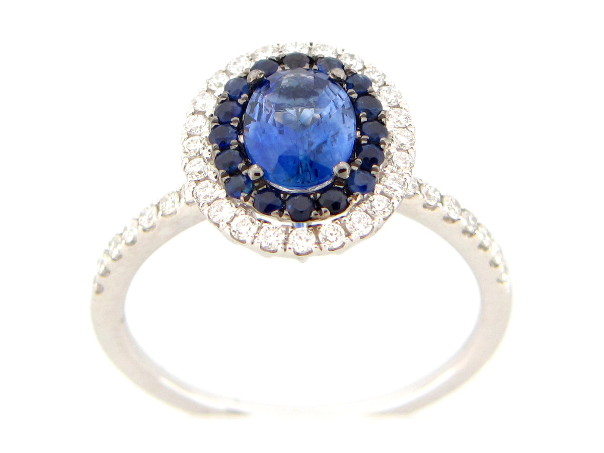SAPPHIRE & DIAMOND RING, 14KW (H)