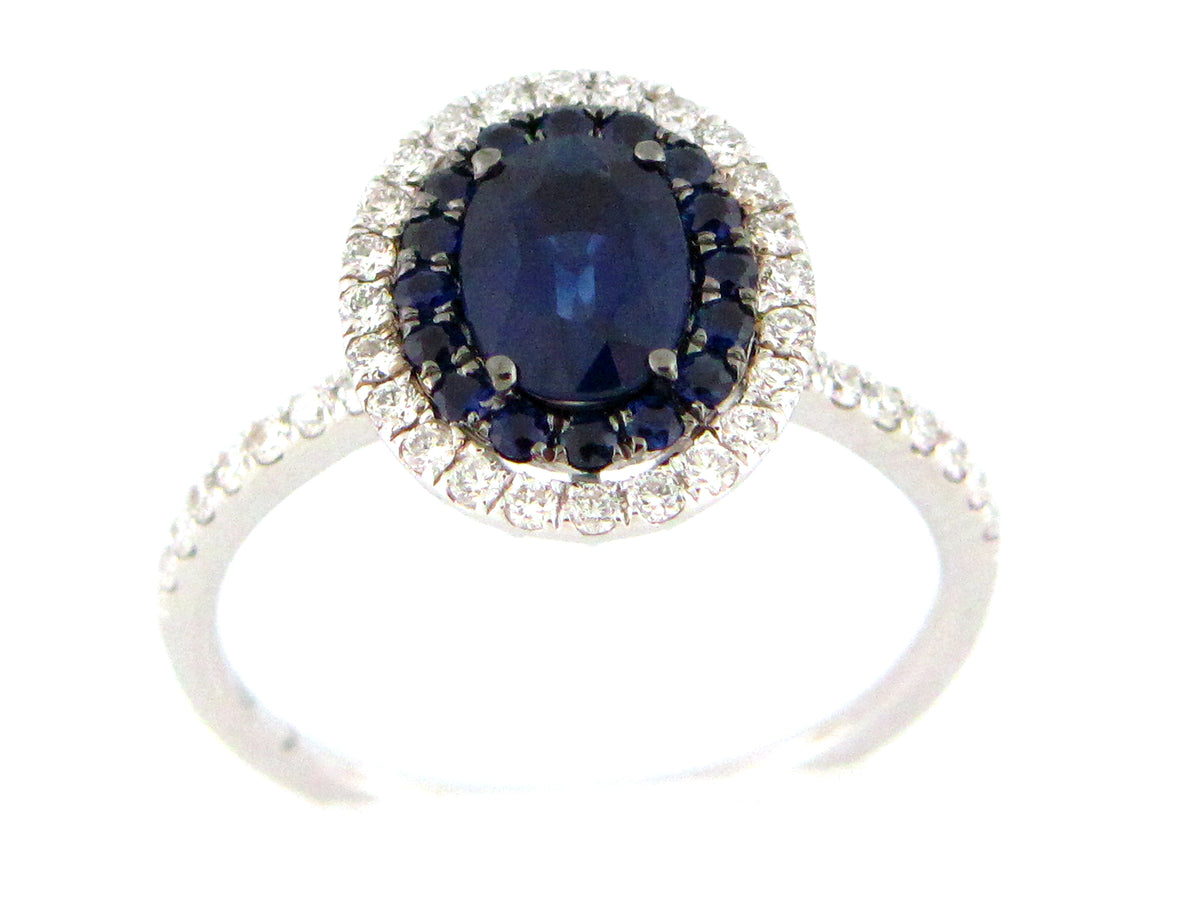 SAPPHIRE & DIAMOND RING, 14KW (H)