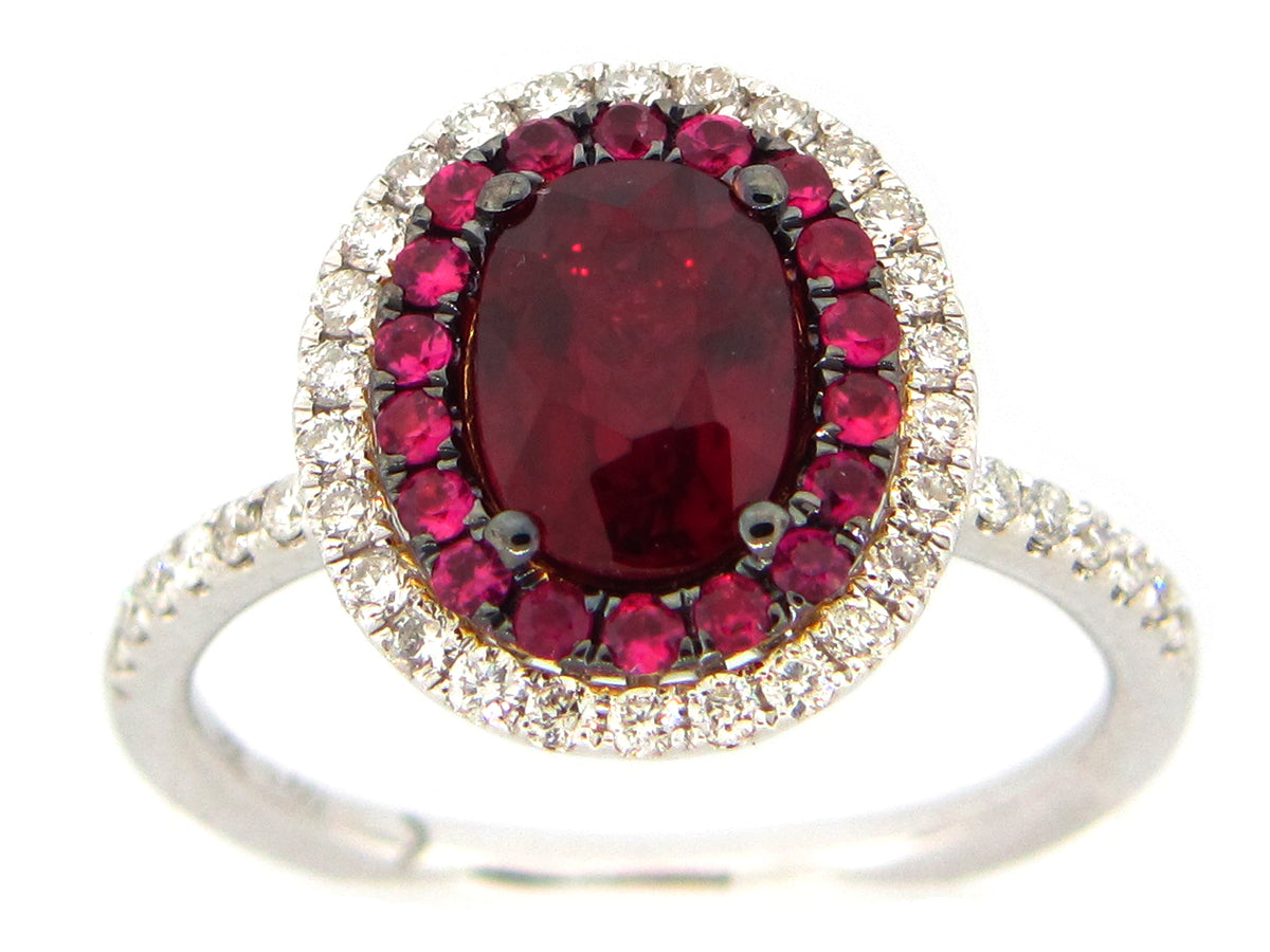 RUBY & DIAMOND RING, 18KZ (H)