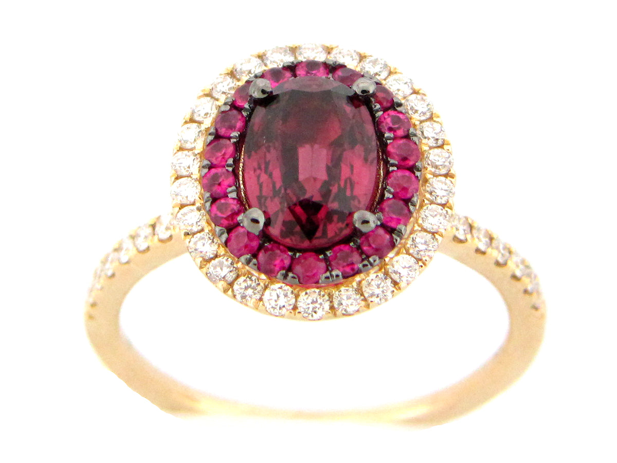 RUBY & DIAMOND RING, 18KY (H)