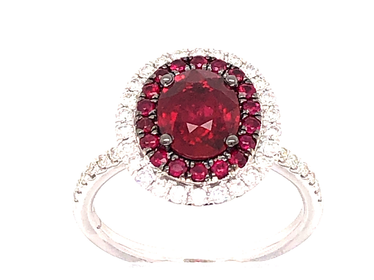 RUBY & DIAMOND RING, 18KW (H)