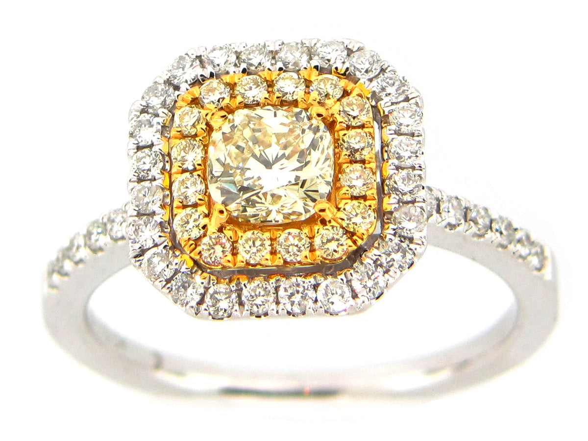 NATURAL YELLOW DIAMOND RING, 18KT (N)