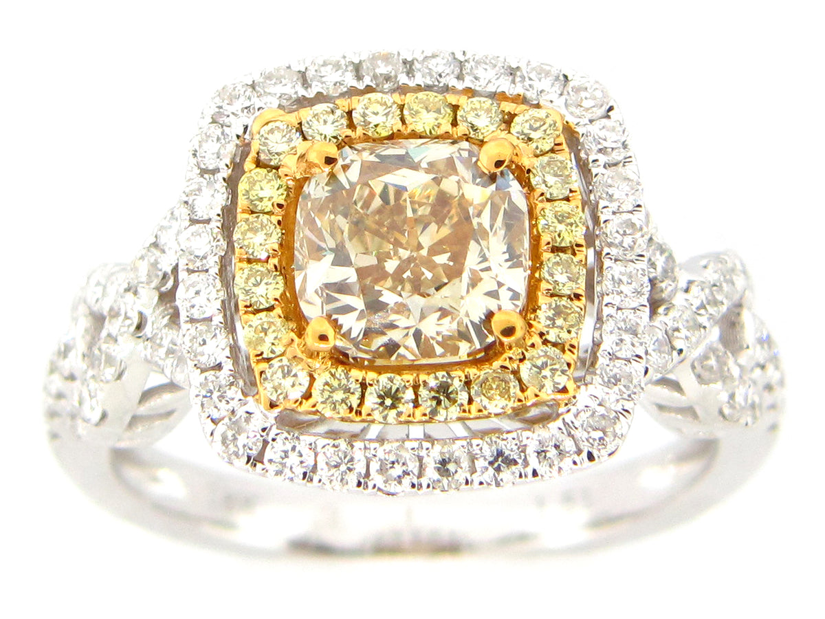 NATURAL YELLOW DIAMOND RING, 18KT (N)