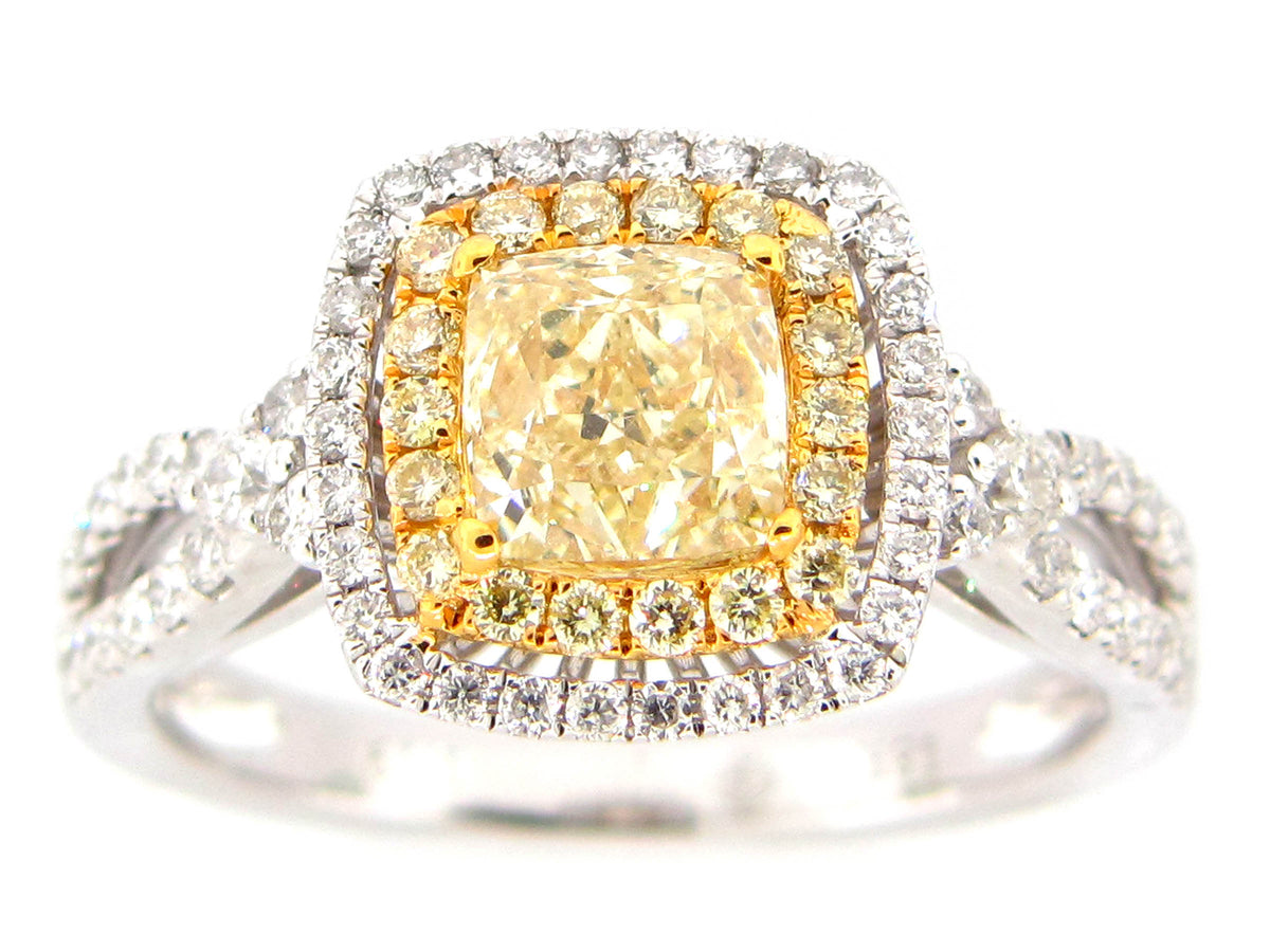 NATURAL YELLOW DIAMOND RING, 18KT (N), GIA CERT#2141887521