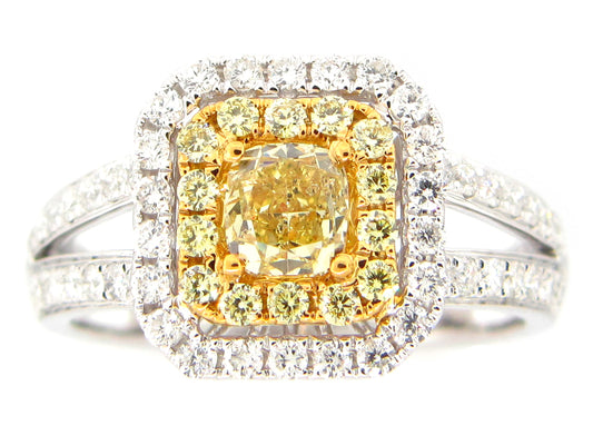 NATURAL YELLOW DIAMOND RING, 18KT (N)