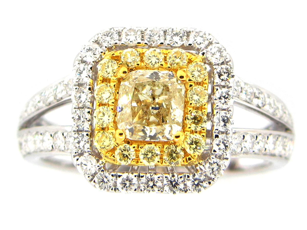 NATURAL YELLOW DIAMOND RING,18KT (N)