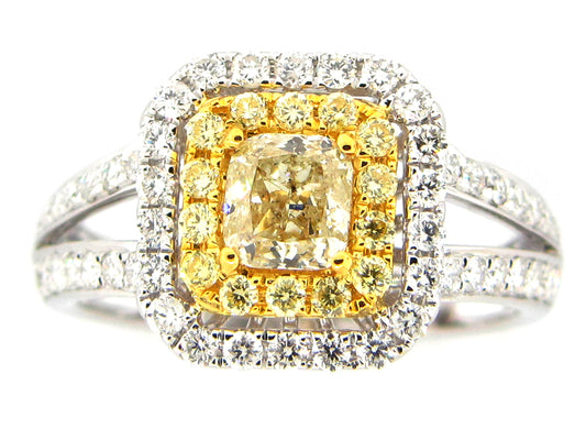 NATURAL YELLOW DIAMOND RING,18KT (N)