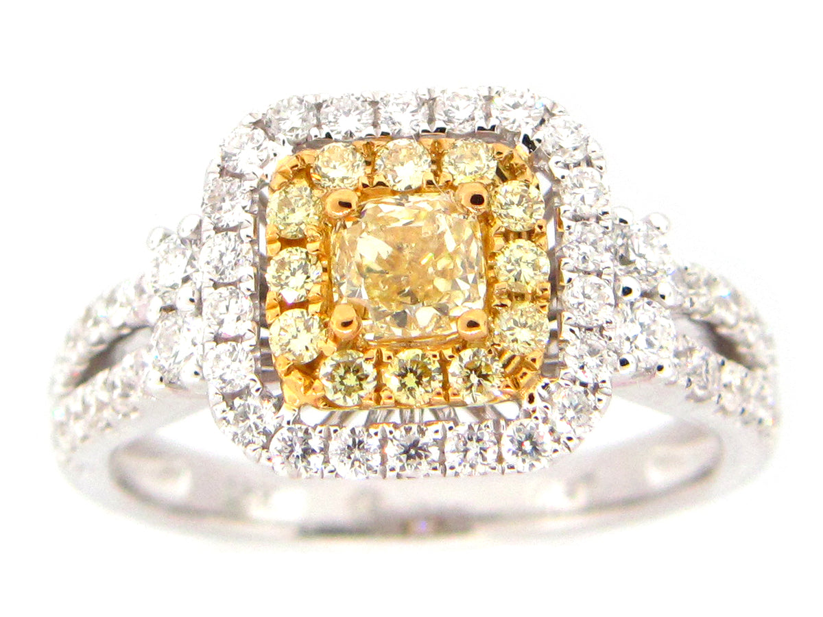 NATURAL YELLOW DIAMOND RING, 18KT (N)