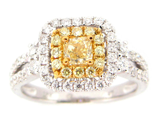 NATURAL YELLOW DIAMOND RING, 18KT (N)