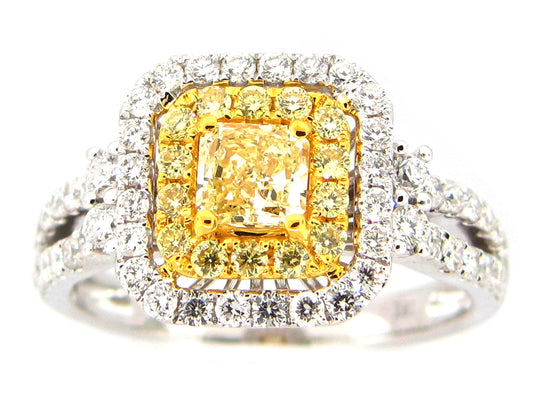NATURAL YELLOW DIAMOND RING, 18KT (N)