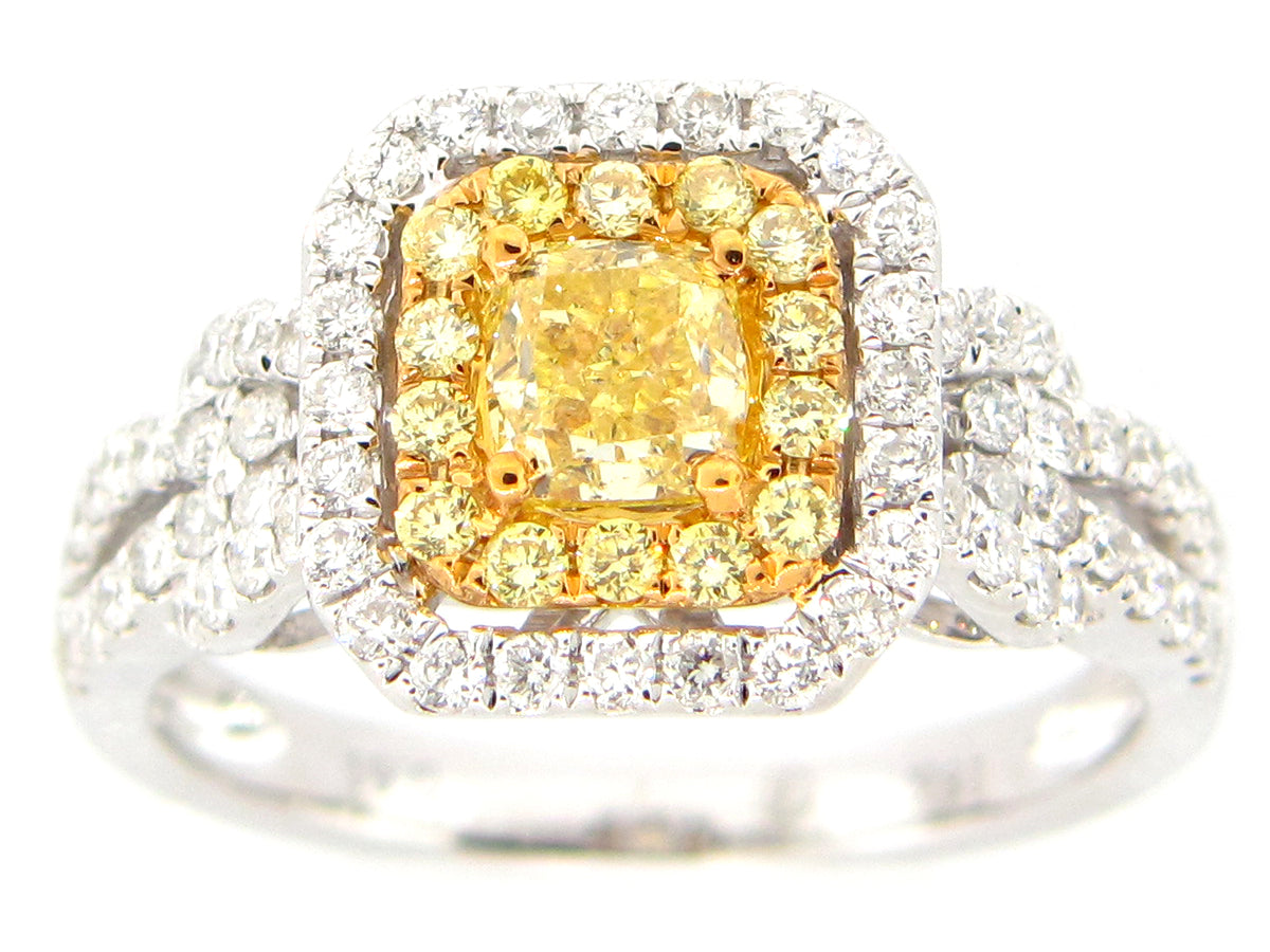 NATURAL YELLOW DIAMOND RING, 18KT (N)