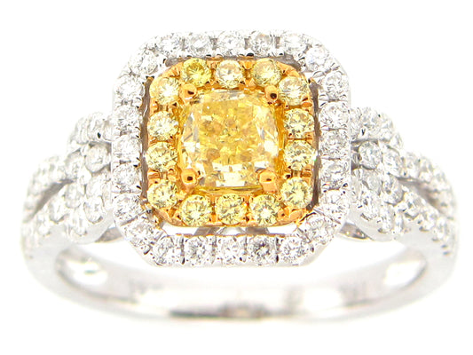 NATURAL YELLOW DIAMOND RING, 18KT (N)