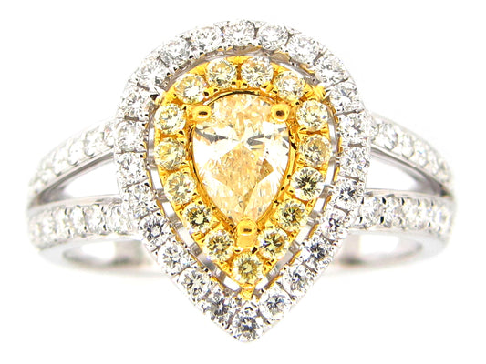 NATURAL YELLOW DIAMOND RING, 18KT (N)