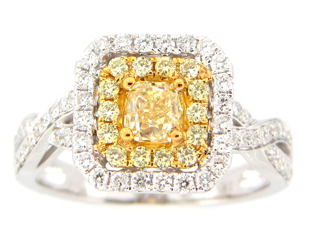 NATURAL YELLOW DIAMOND RING, 18KT (N)