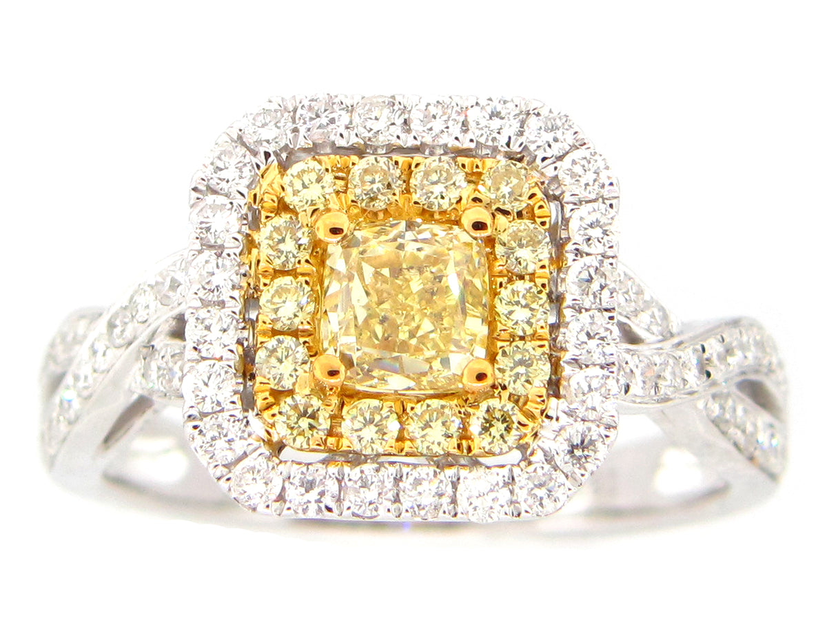 NATURAL YELLOW DIAMOND RING, 18KT (N)