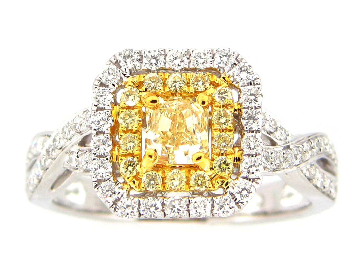 NATURAL YELLOW DIAMOND RING, 18KT (N)