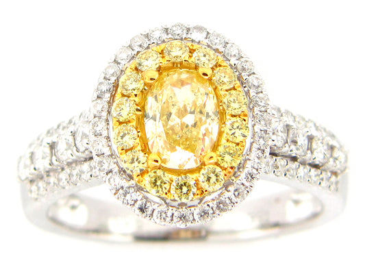 NATURAL YELLOW DIAMOND RING, 18KT (N)