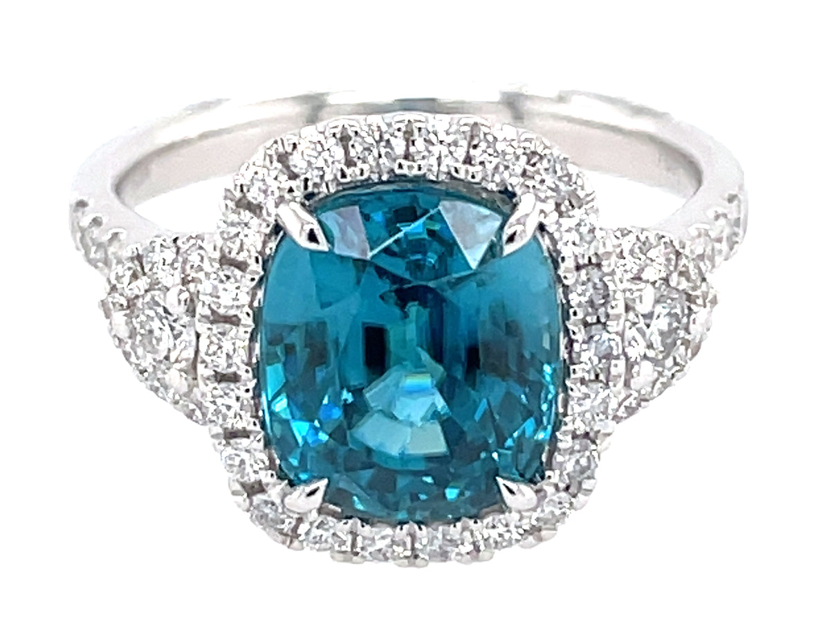BLUE ZIRCON & DIAMOND RING