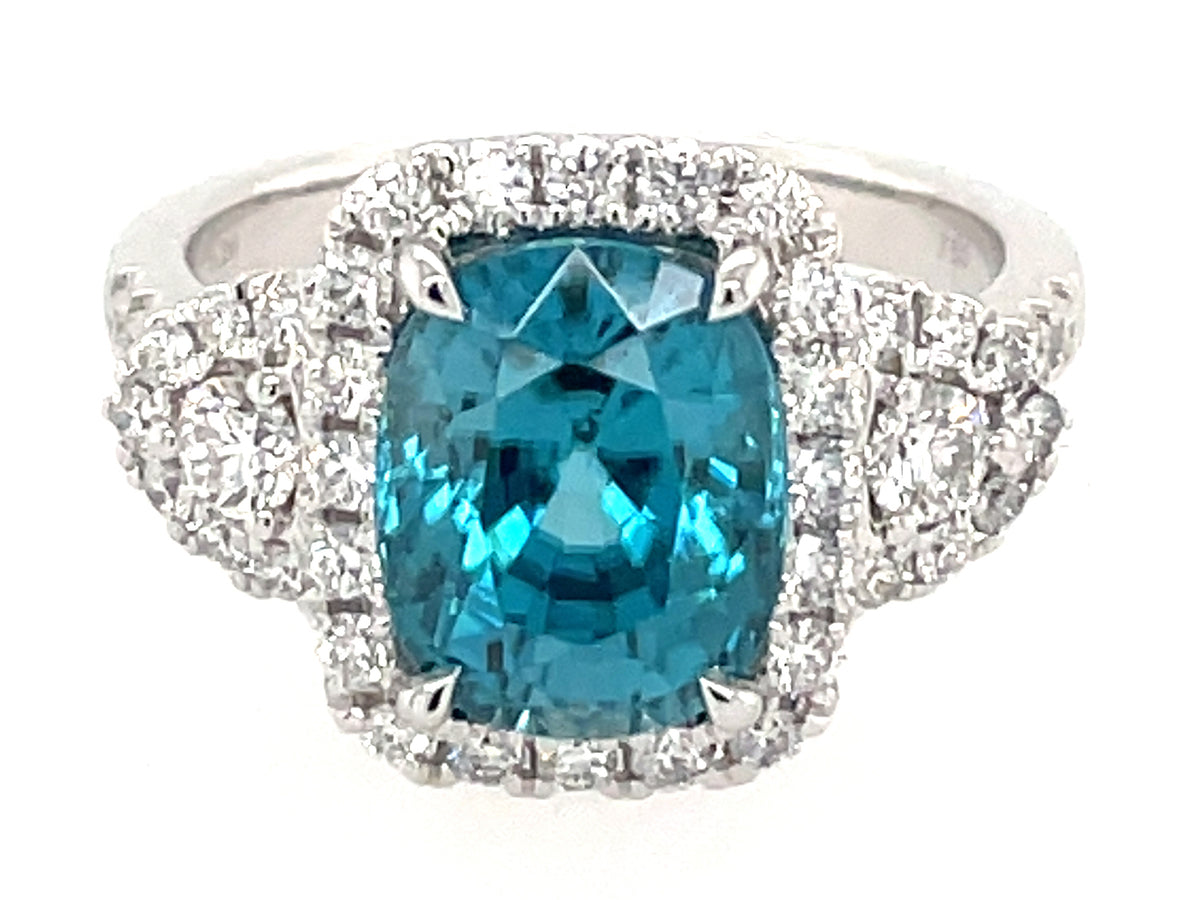 BLUE ZIRCON & DIAMOND RING