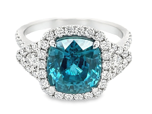 BLUE ZIRCON & DIAMOND RING