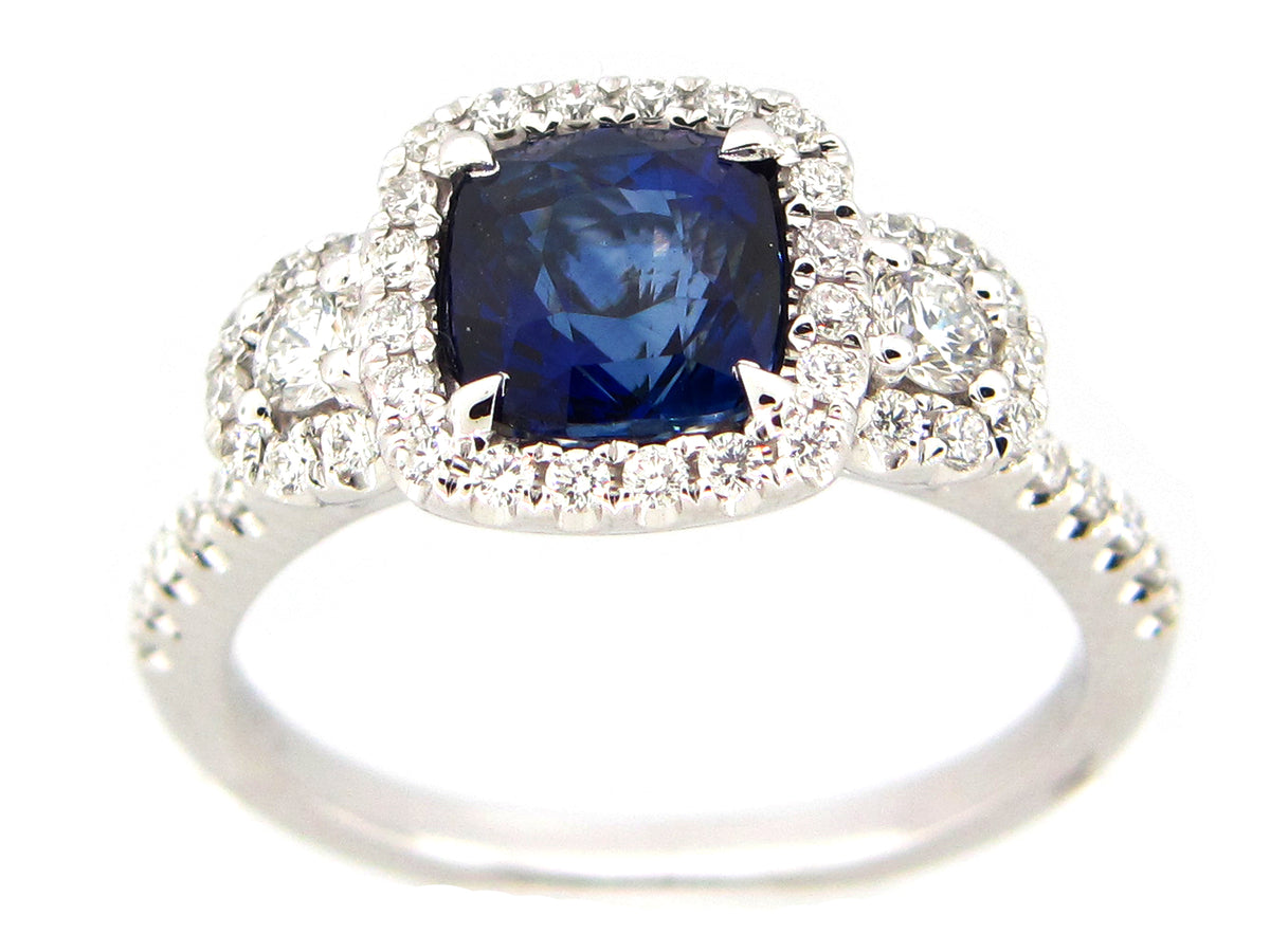 SAPPHIRE & DIAMOND RING, 18KW (H)