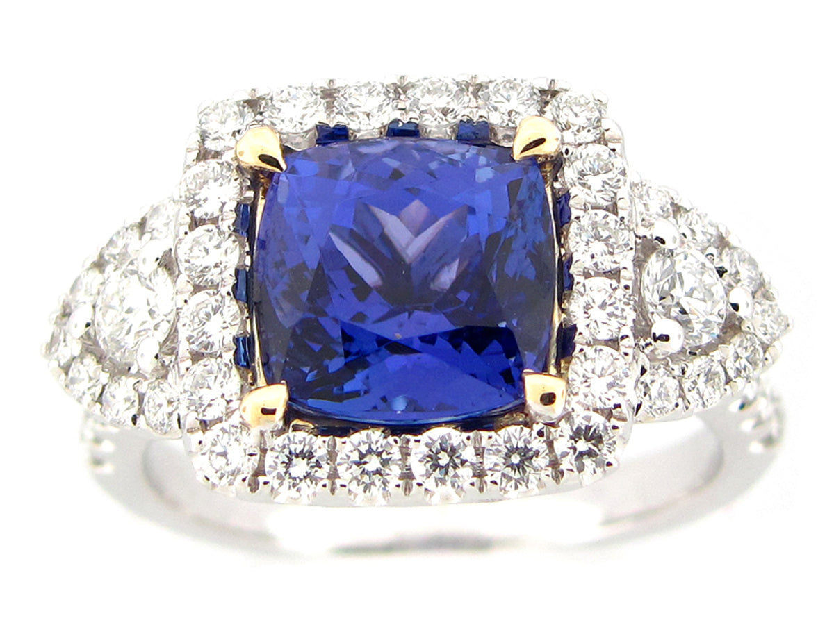 TANZANITE & DIAMOND RING, 18KT (H)