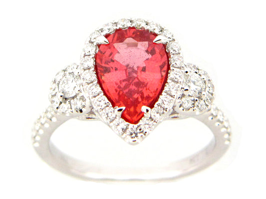 ORANGE SAPPHIRE & DIAMOND RING, 18KW (H/U)