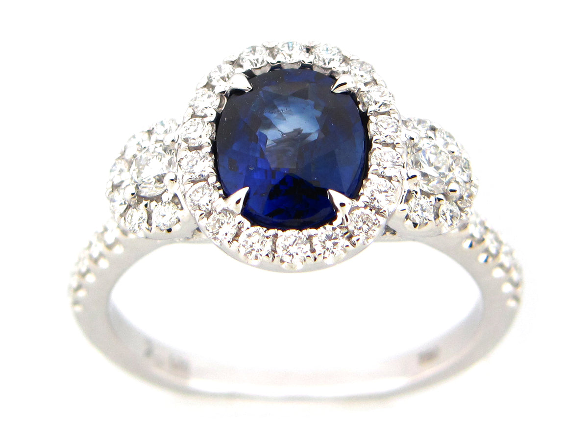 SAPPHIRE & DIAMOND RING, 18KW (H)