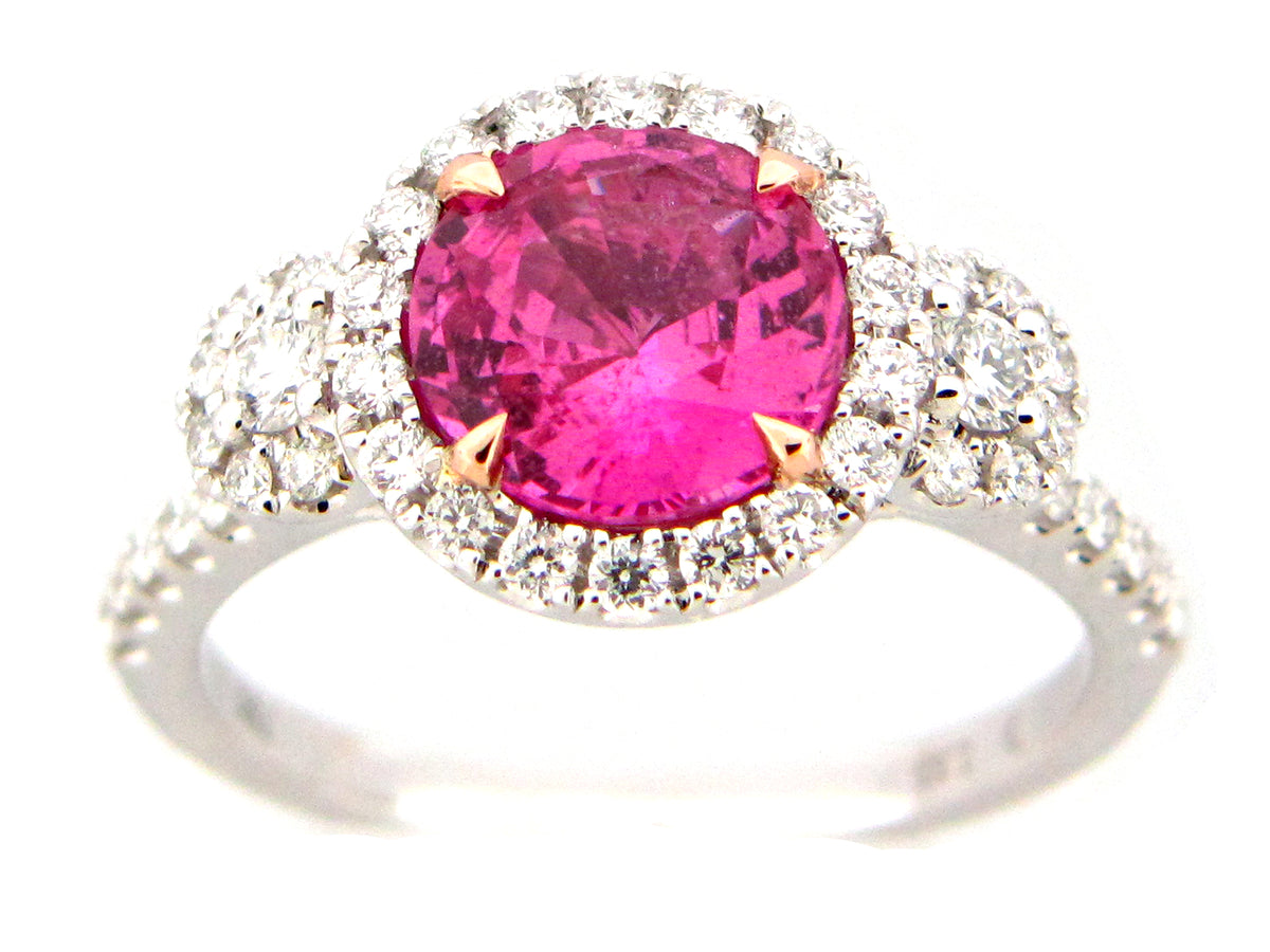 PINK SAPPHIRE & DIAMOND RING, 18KW (H)