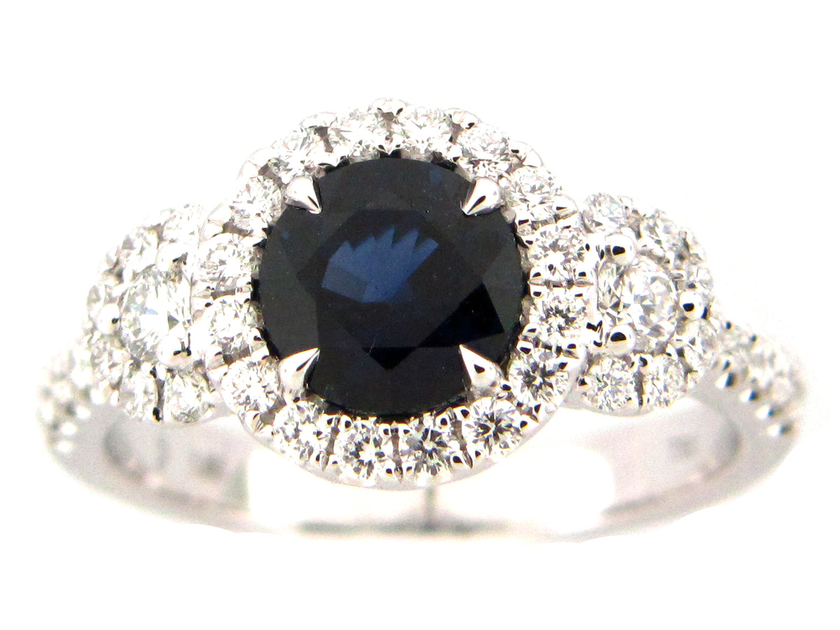SAPPHIRE & DIAMOND RING, 18KW (H)