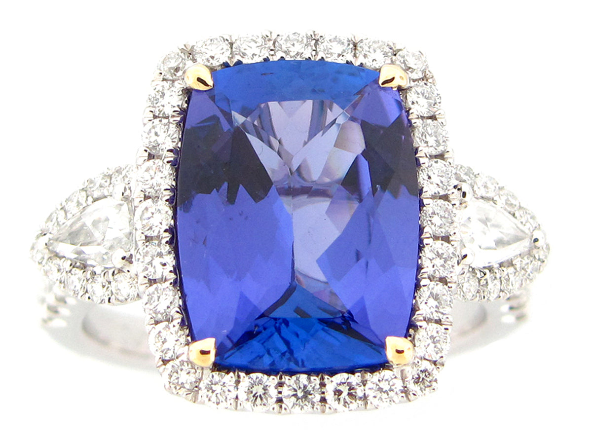 TANZANITE & DIAMOND RING, 18KT (H)