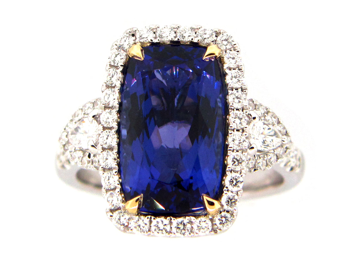 TANZANITE & DIAMOND RING, 18KT (H)