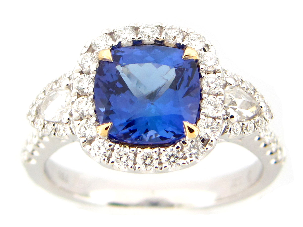 TANZANITE & DIAMOND RING, 18KT (H)
