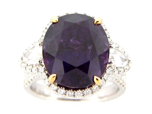 COLOR CHANGE SAPPHIRE & DIAMOND RING, GIA CERT #1172325189, 18KWY (H)