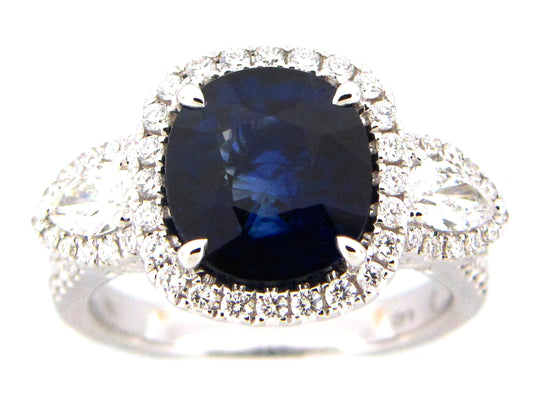 NATURAL NO HEAT SAPPHIRE & DIAMOND RING, GIA CERTIFIED