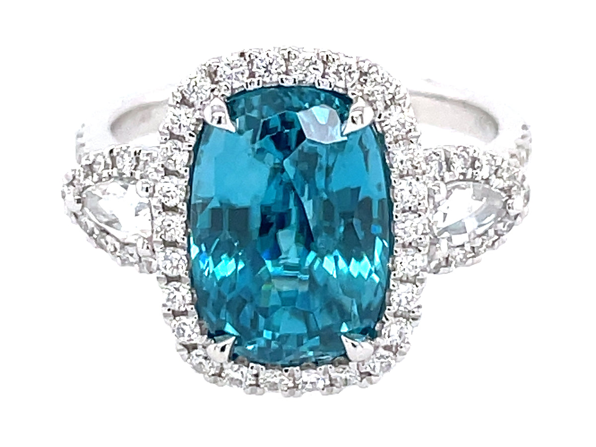 BLUE ZIRCON & DIAMOND RING