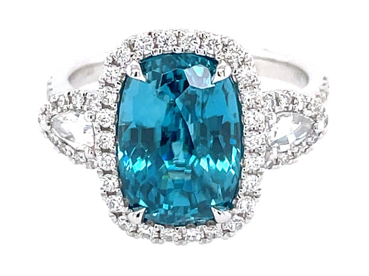 BLUE ZIRCON & DIAMOND RING