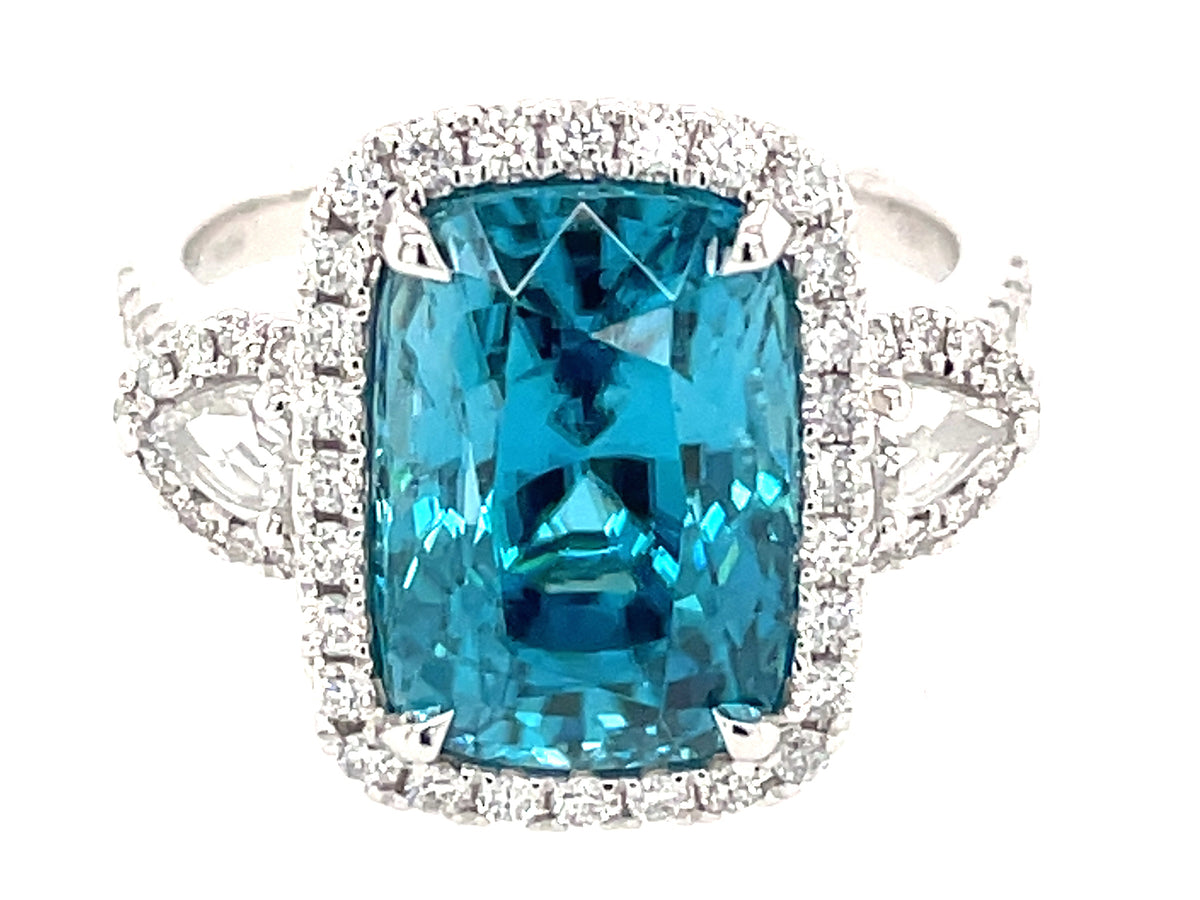 BLUE ZIRCON & DIAMOND RING