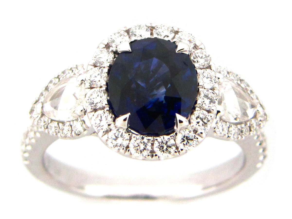 SAPPHIRE & DIAMOND RING, 18KW (H)