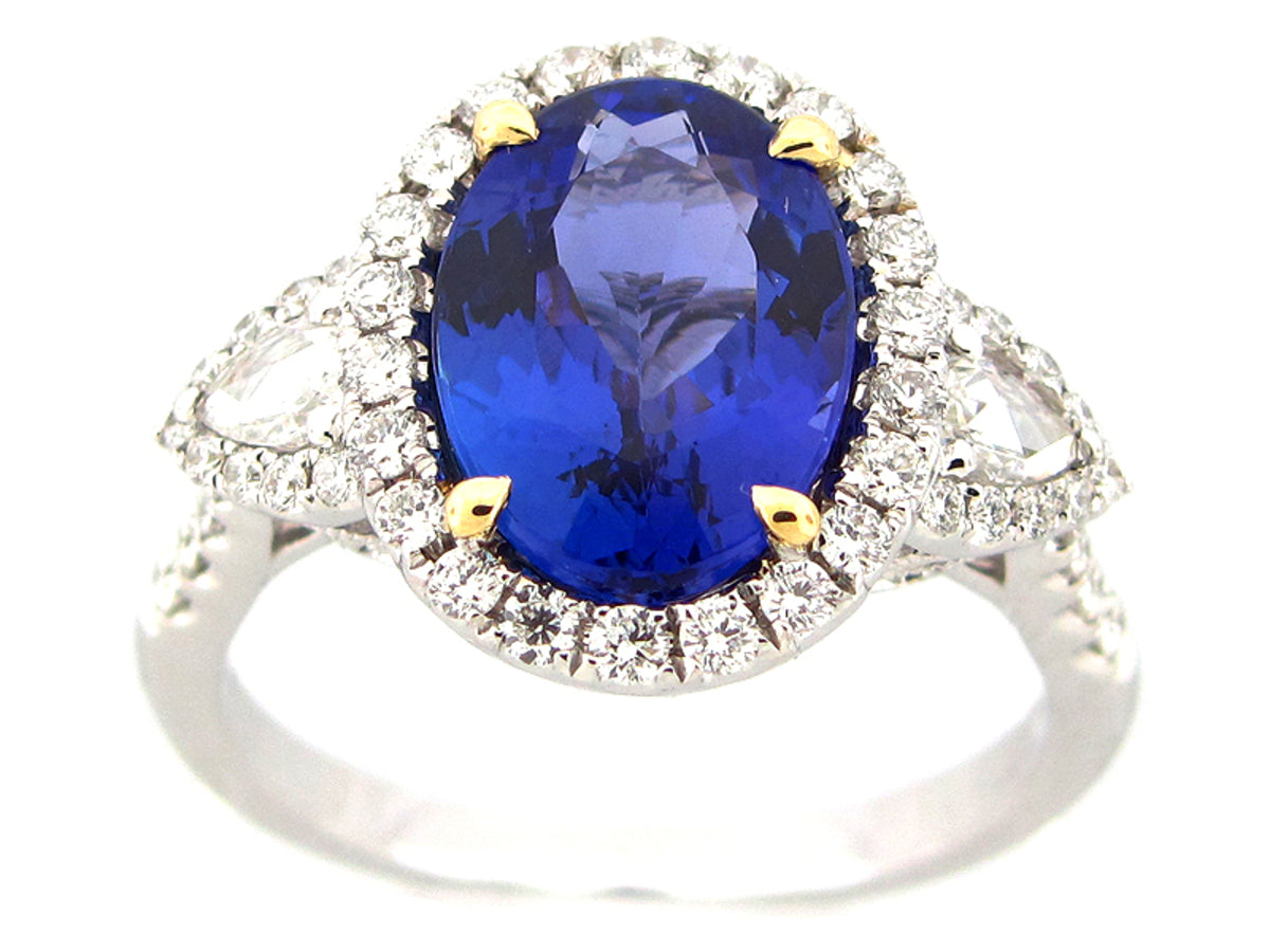 TANZANITE & DIAMOND RING, 18KT (H)