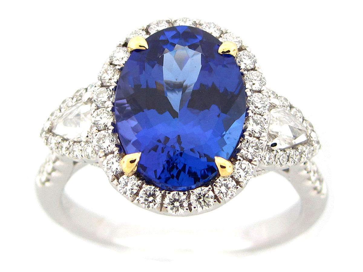 TANZANITE & DIAMOND RING, 18KT (H)