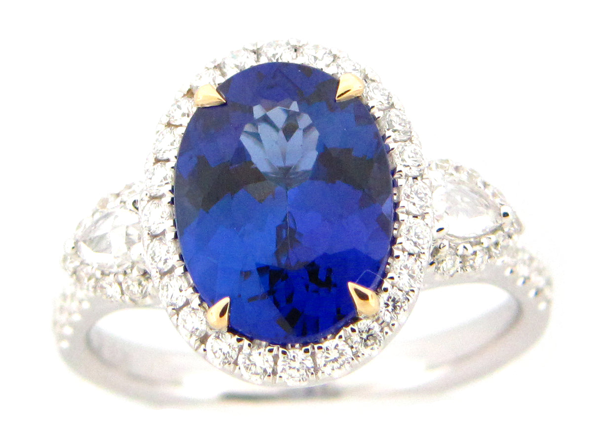 TANZANITE & DIAMOND RING, 18KT (H)