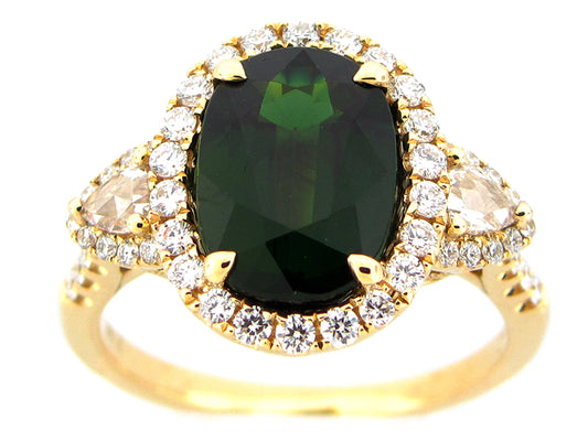 CHROME TOURMALINE & DIAMOND RING, 18KY (N)